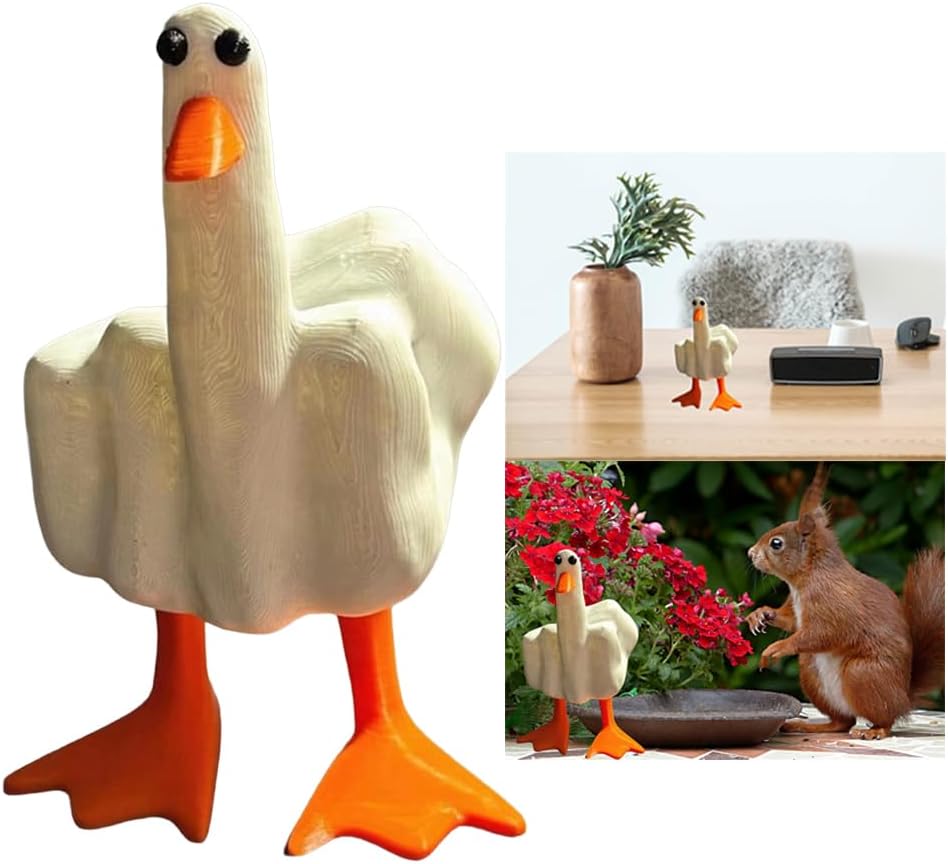 The "Duck You" Goose — Middle-Feather Garden Statue