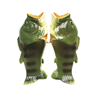 Realistic green fish-shaped slippers