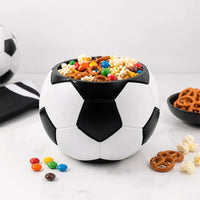 Football-shaped snack bowl for popcorn and candy