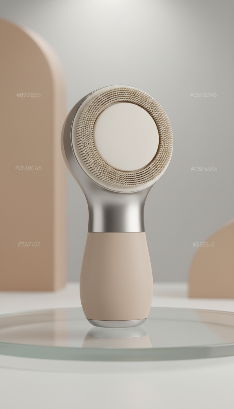 Precision cleansing brush in caramel grey