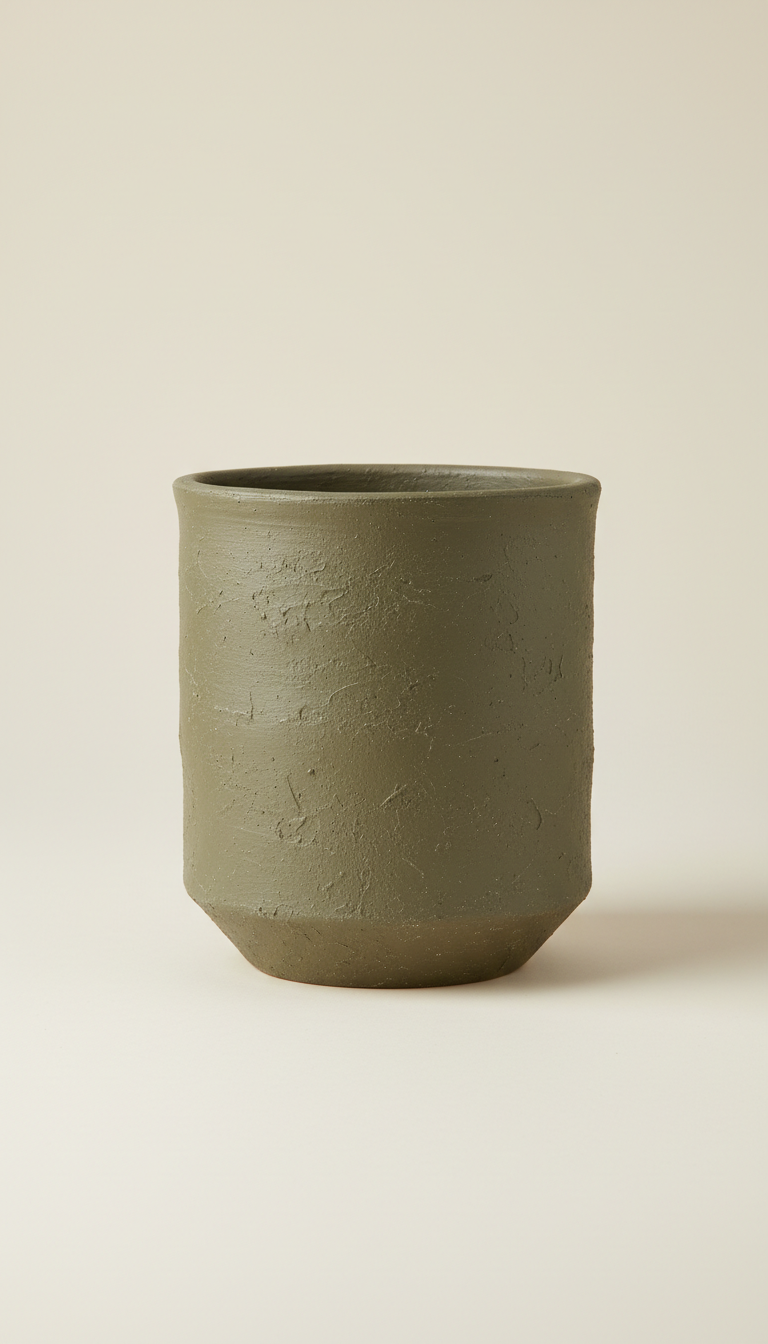Olive Drab Clay Pot