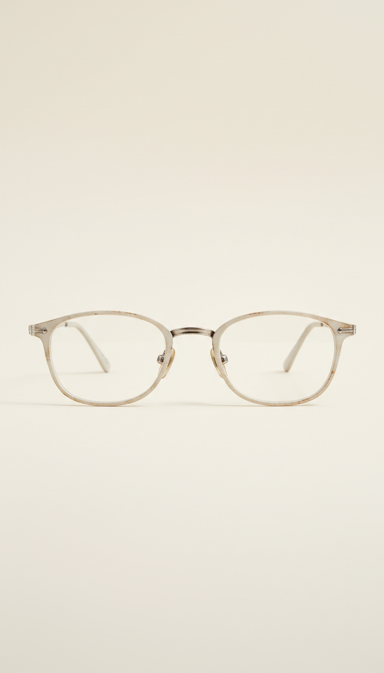 Antique White Metal Eyeglasses Frame