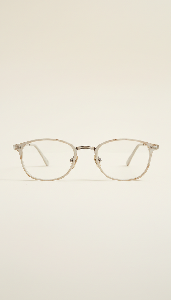 Antique White Metal Eyeglasses Frame