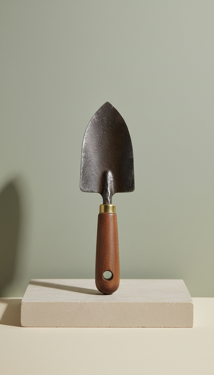 Garden hand trowel with forged steel blade