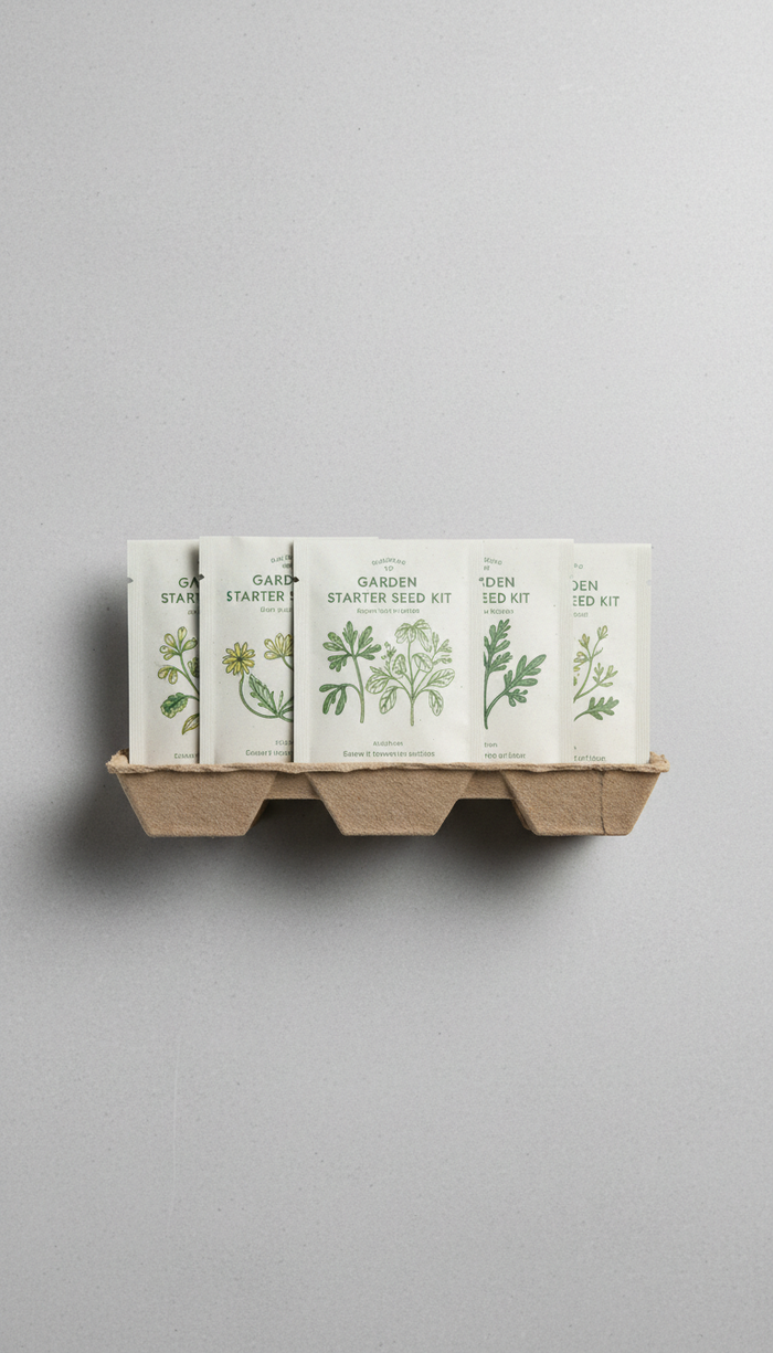 Garden starter seed kit with illustrated packets
