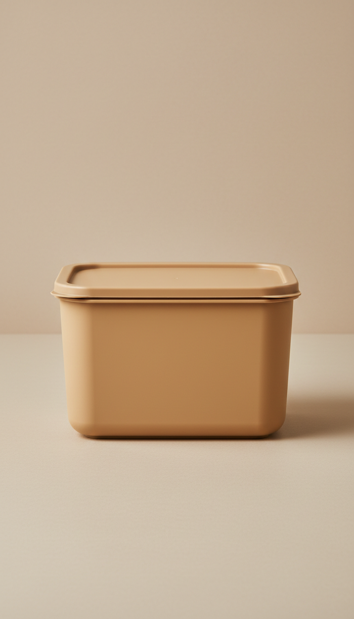 Tan Plastic Food Storage Container