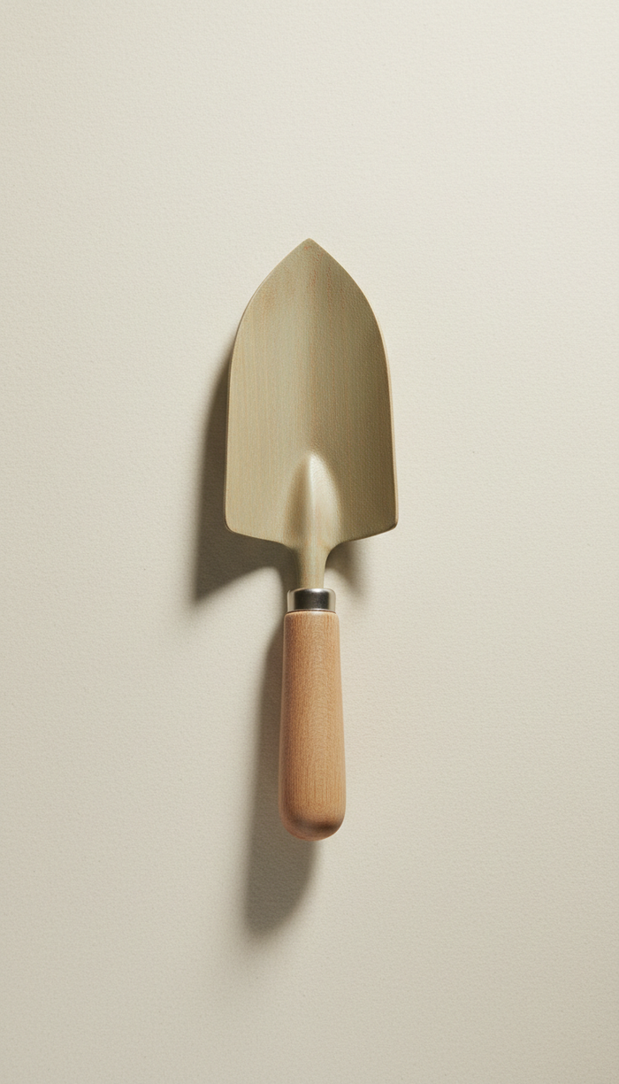 Matte wood garden trowel