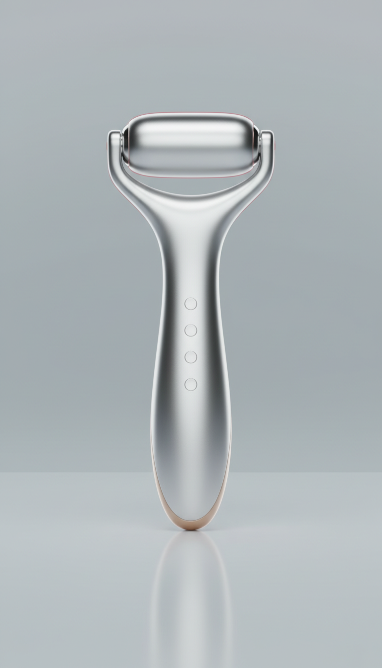 Ergonomic microcurrent facial roller