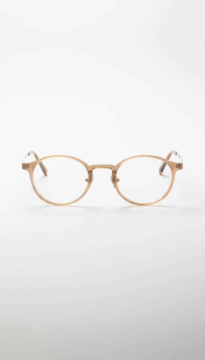 Acetate soft gold round frame